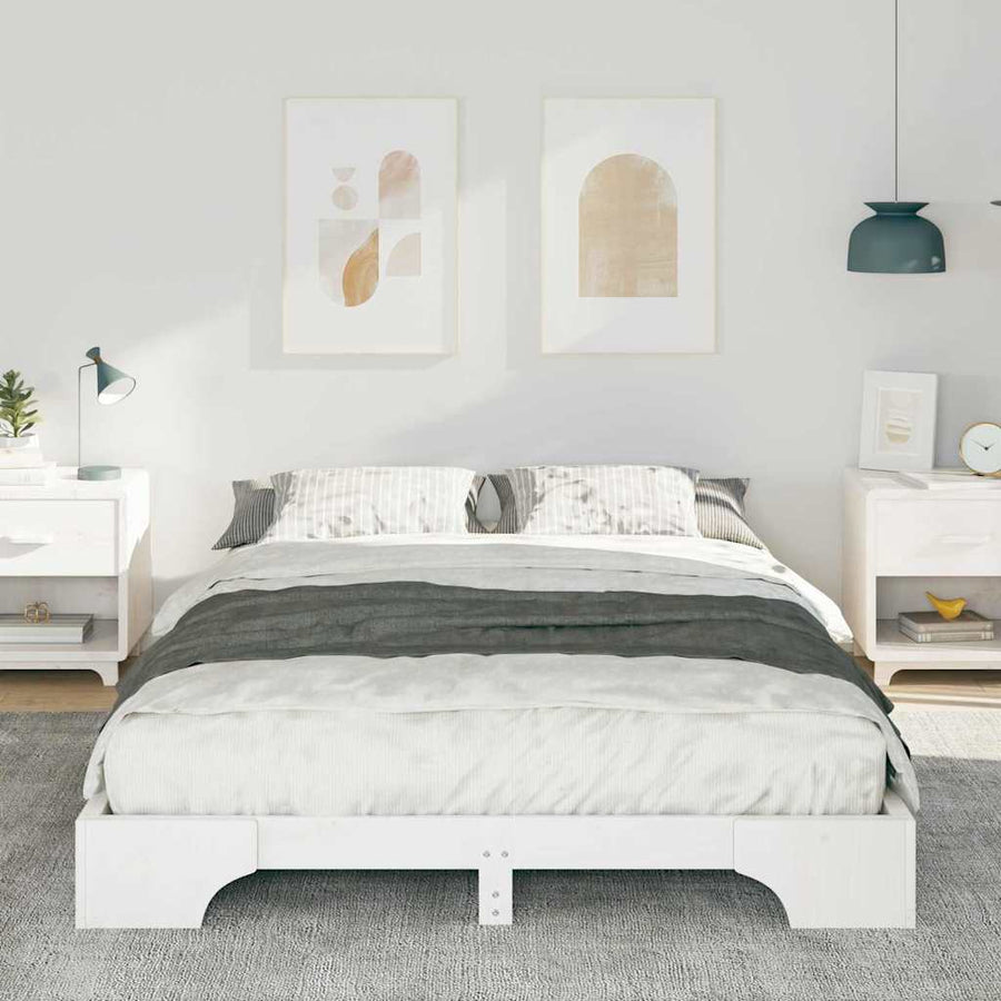 Bedframe met opslag Wit 140 x 210 cm Hout