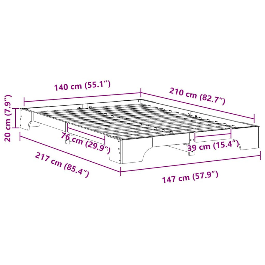 Bedframe met opslag Wit 140 x 210 cm Hout