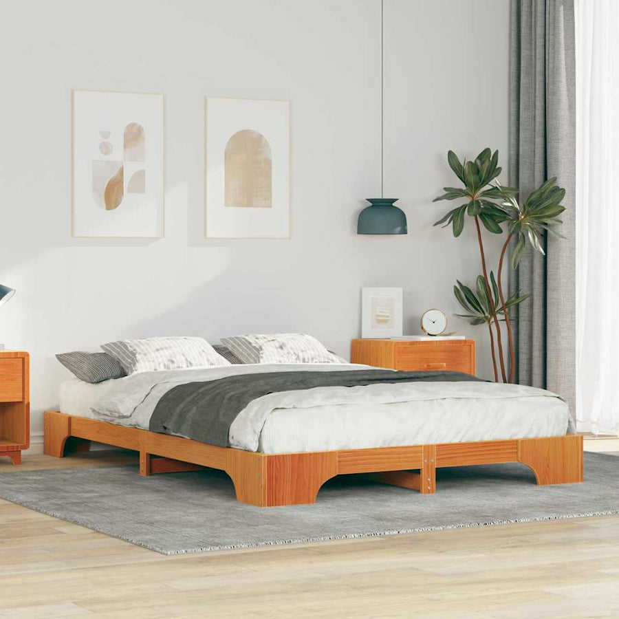 Bedframe met opslag Bruin 140 x 210 cm Hout