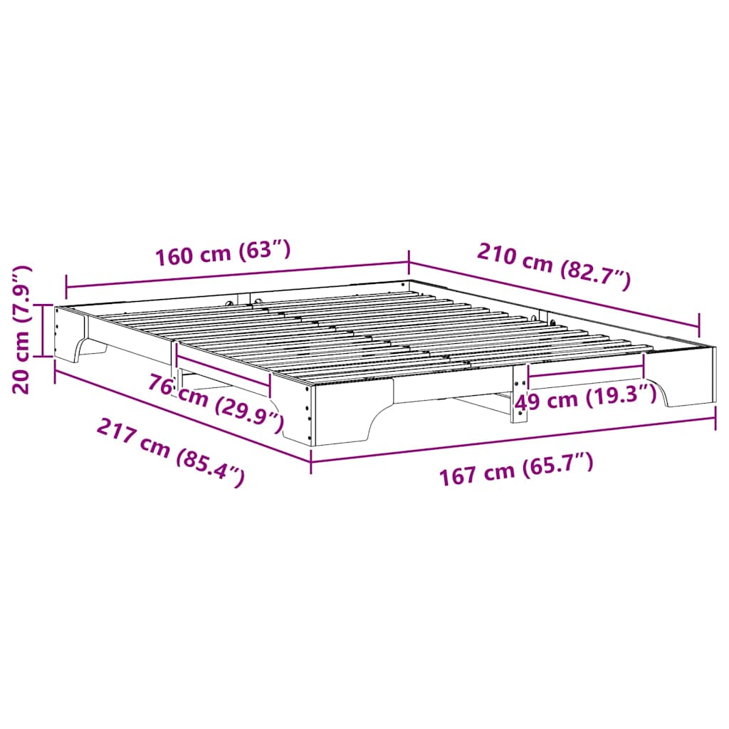 Bedframe met opslag Wit 160 x 210 cm Hout