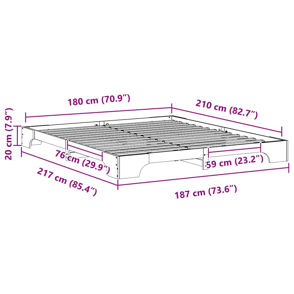 Bedframe Wit 180 x 210 cm Massief grenenhout