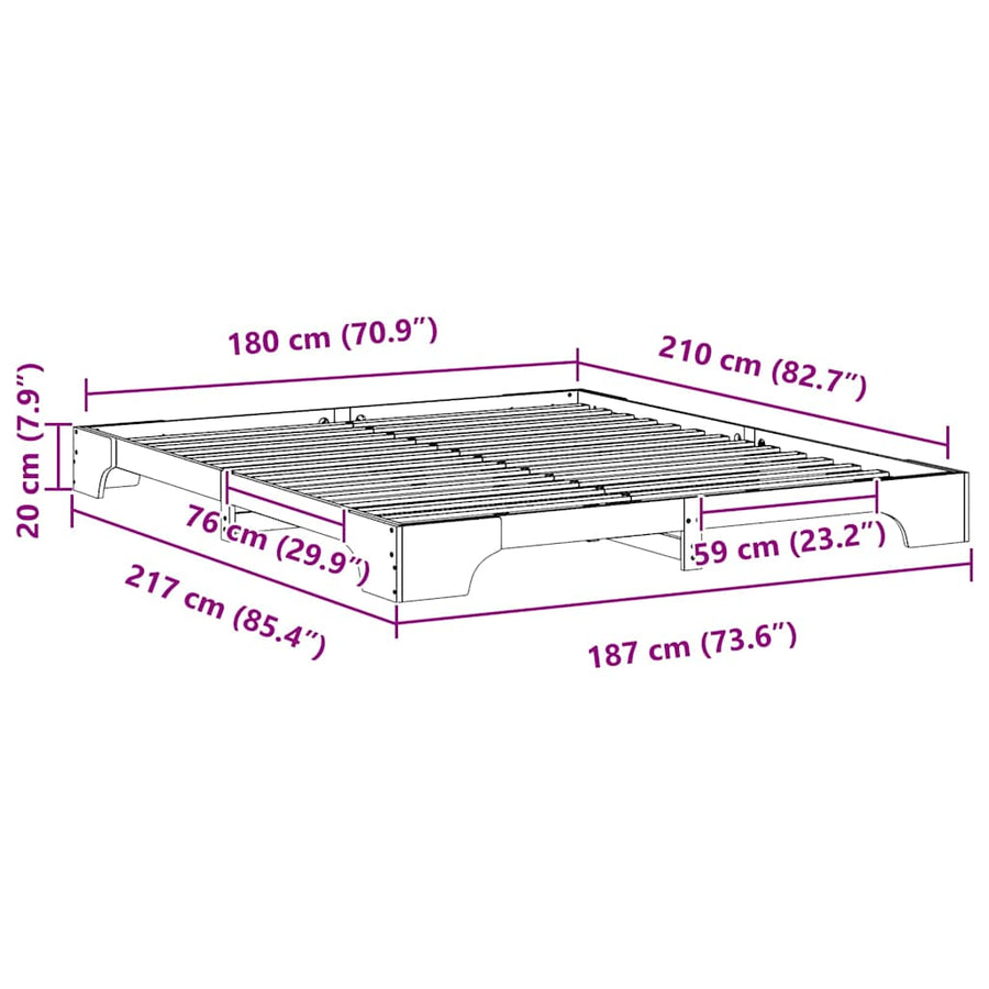 Bedframe Bruin 180 x 210 cm Massief grenenhout