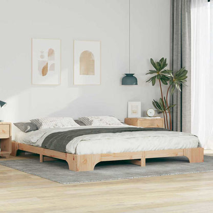 Bedframe met opslag Bruin 200 x 210 cm Massief grenenhout