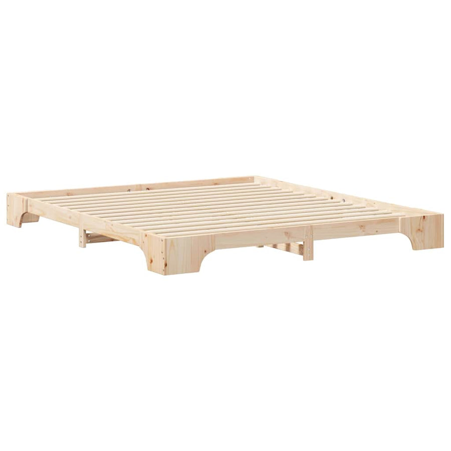 Bedframe met opslag Bruin 200 x 210 cm Massief grenenhout