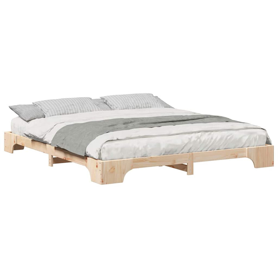 Bedframe met opslag Bruin 200 x 210 cm Massief grenenhout