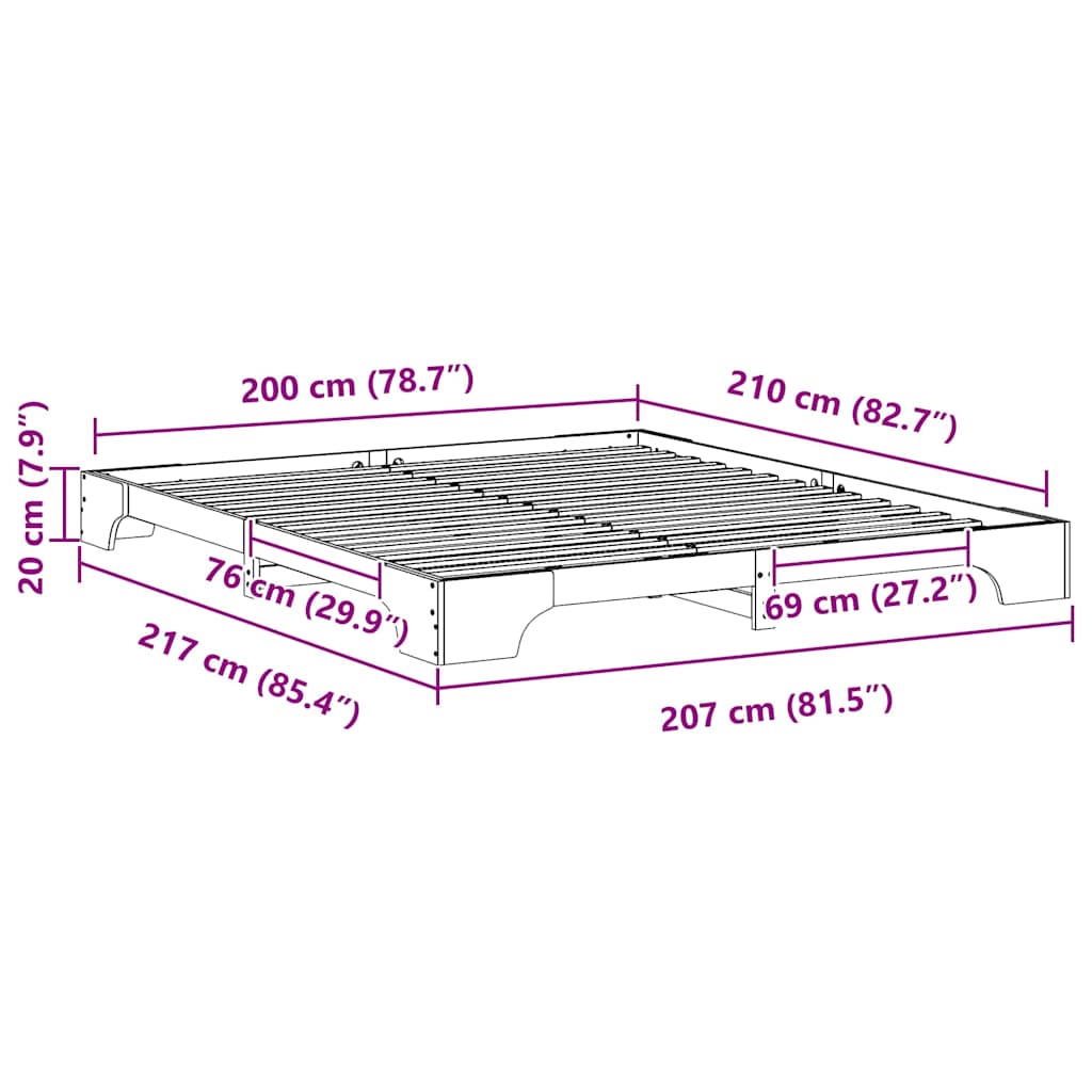 Bedframe met opslag Bruin 200 x 210 cm Hout