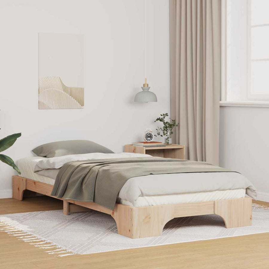 Bedframe met opslag Bruin 80 x 220 cm Massief grenenhout