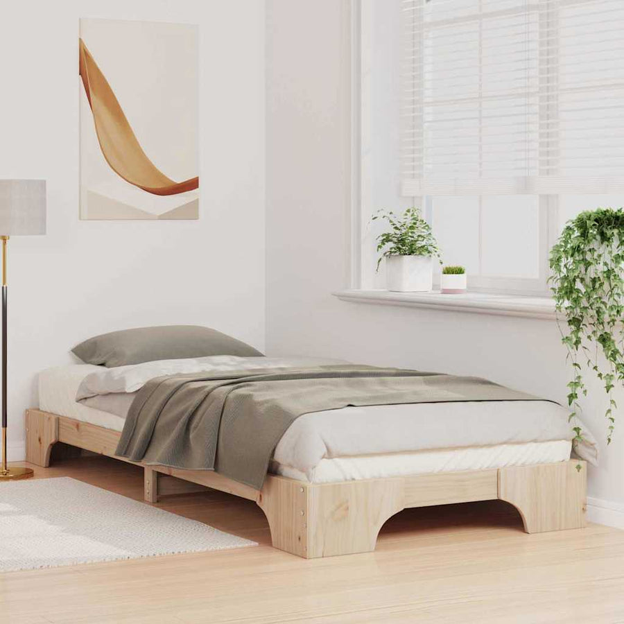 Bedframe met opslag Bruin 90 x 220 cm Massief grenenhout