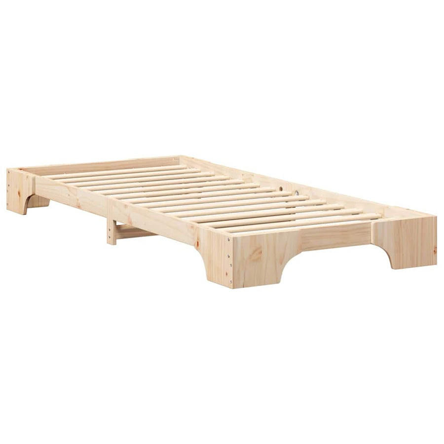 Bedframe met opslag Bruin 90 x 220 cm Massief grenenhout