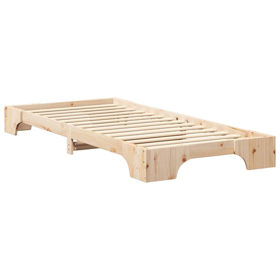 Bedframe met opslag Bruin 90 x 220 cm Massief grenenhout