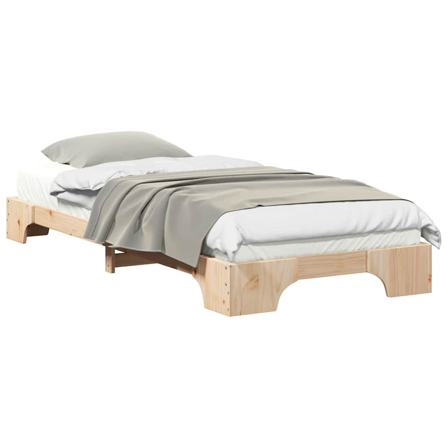 Bedframe met opslag Bruin 90 x 220 cm Massief grenenhout