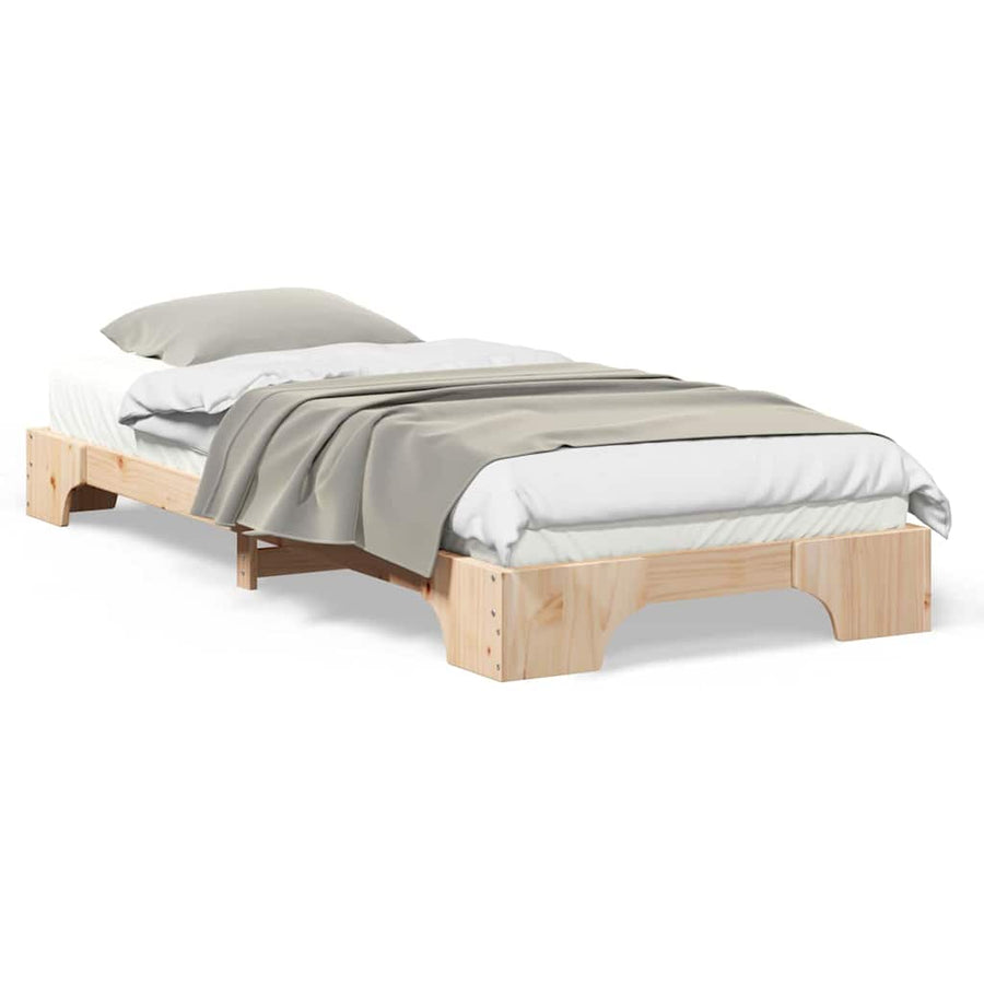 Bedframe met opslag Bruin 90 x 220 cm Massief grenenhout
