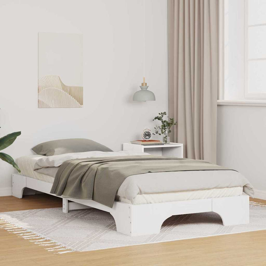 Bedframe met opslag Wit 90 x 220 cm Hout