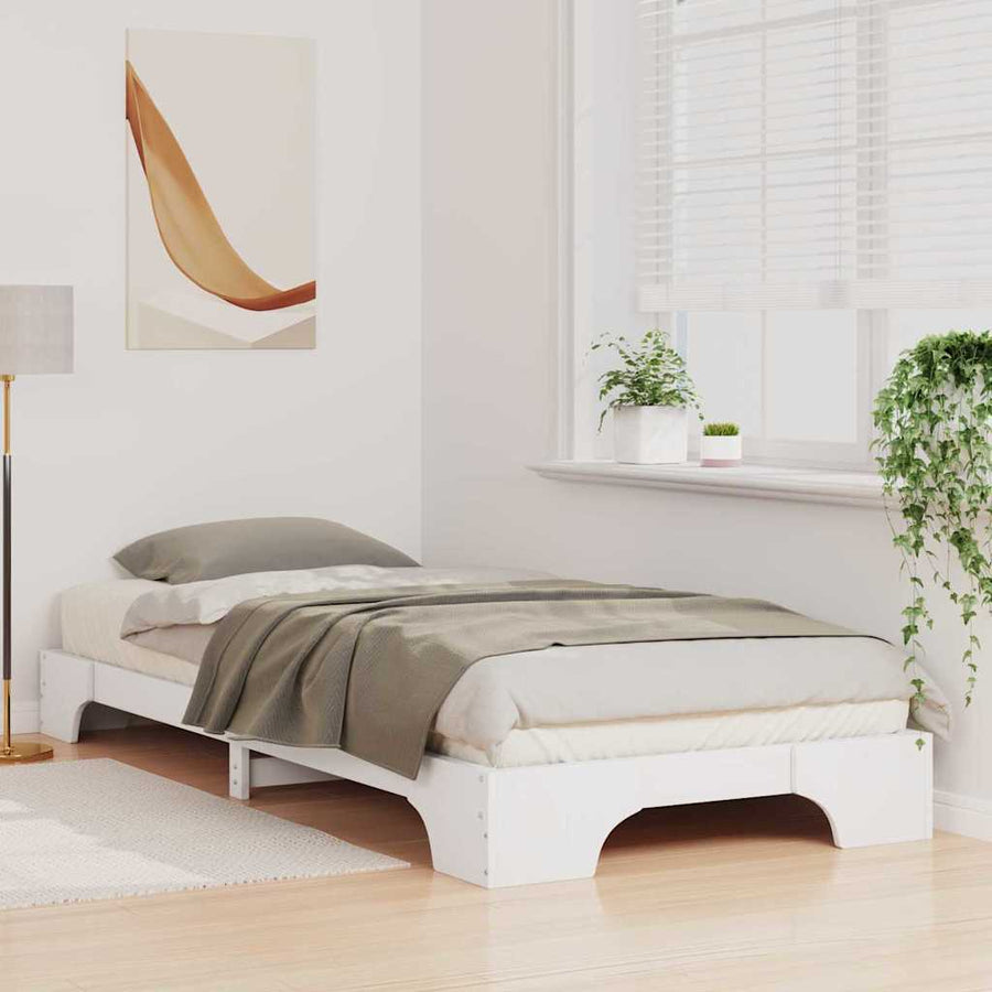 Bedframe met opslag Wit 90 x 220 cm Hout