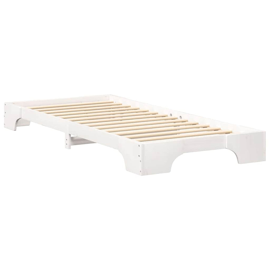 Bedframe met opslag Wit 90 x 220 cm Hout