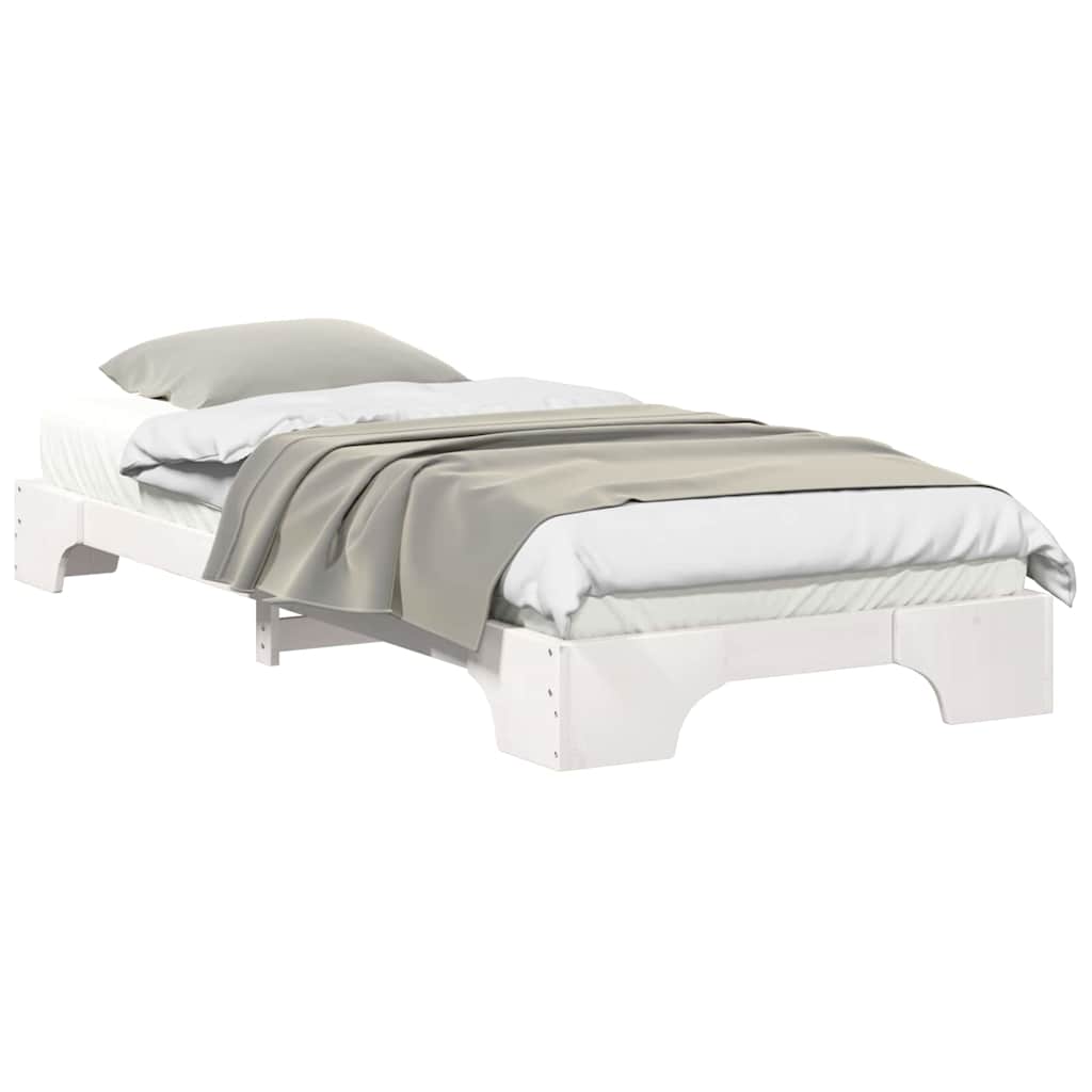 Bedframe met opslag Wit 90 x 220 cm Hout