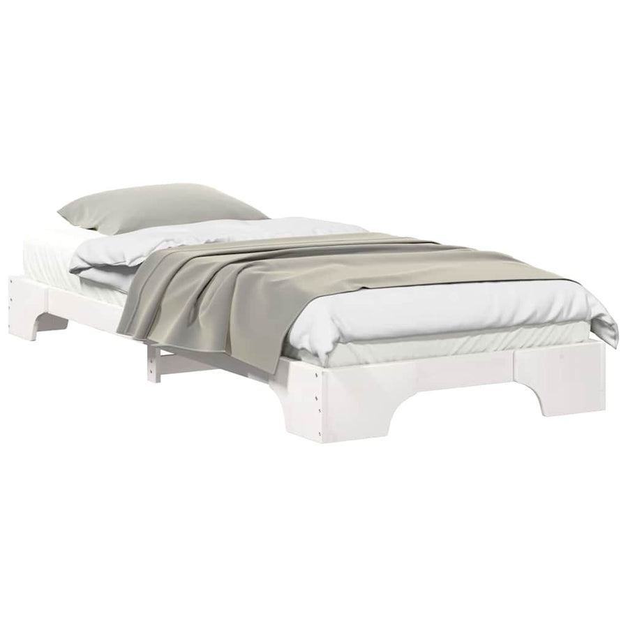 Bedframe met opslag Wit 90 x 220 cm Hout