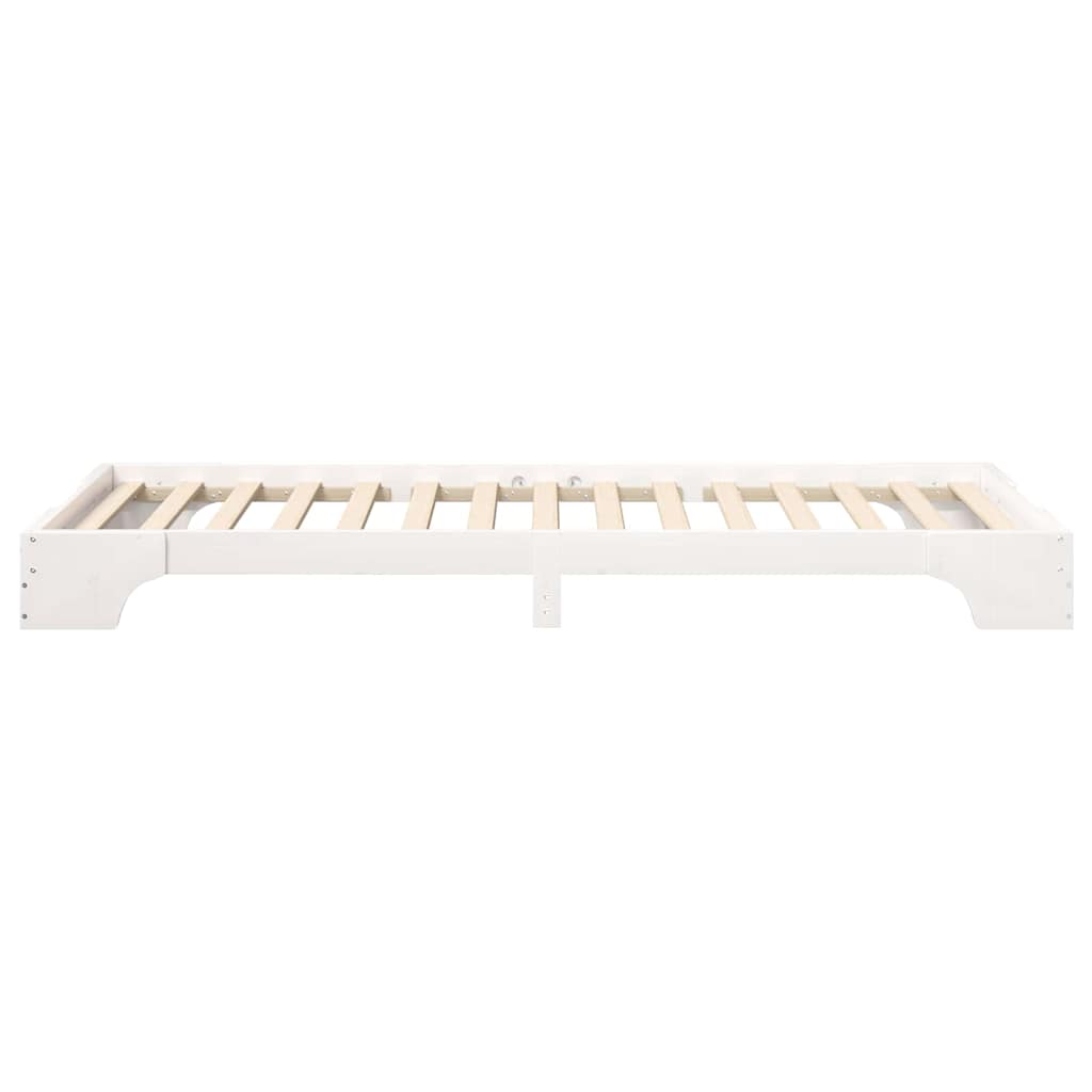 Bedframe met opslag Wit 100 x 220 cm Massief grenenhout