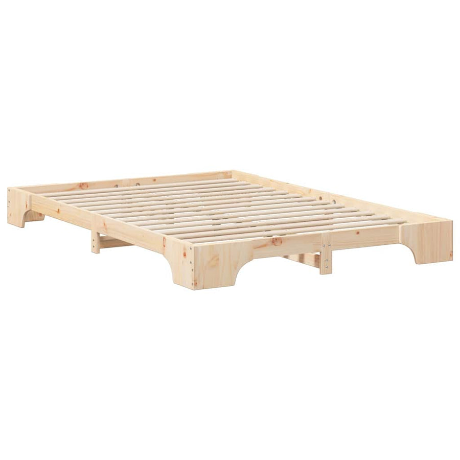 Bedframe met opslag Bruin 140 x 220 cm Massief grenenhout