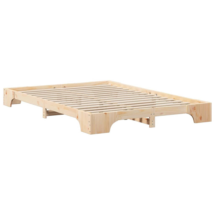 Bedframe met opslag Bruin 140 x 220 cm Massief grenenhout