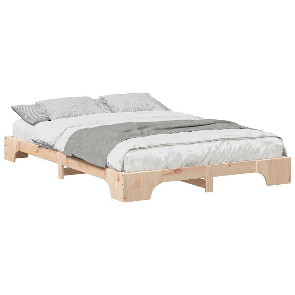 Bedframe met opslag Bruin 140 x 220 cm Massief grenenhout