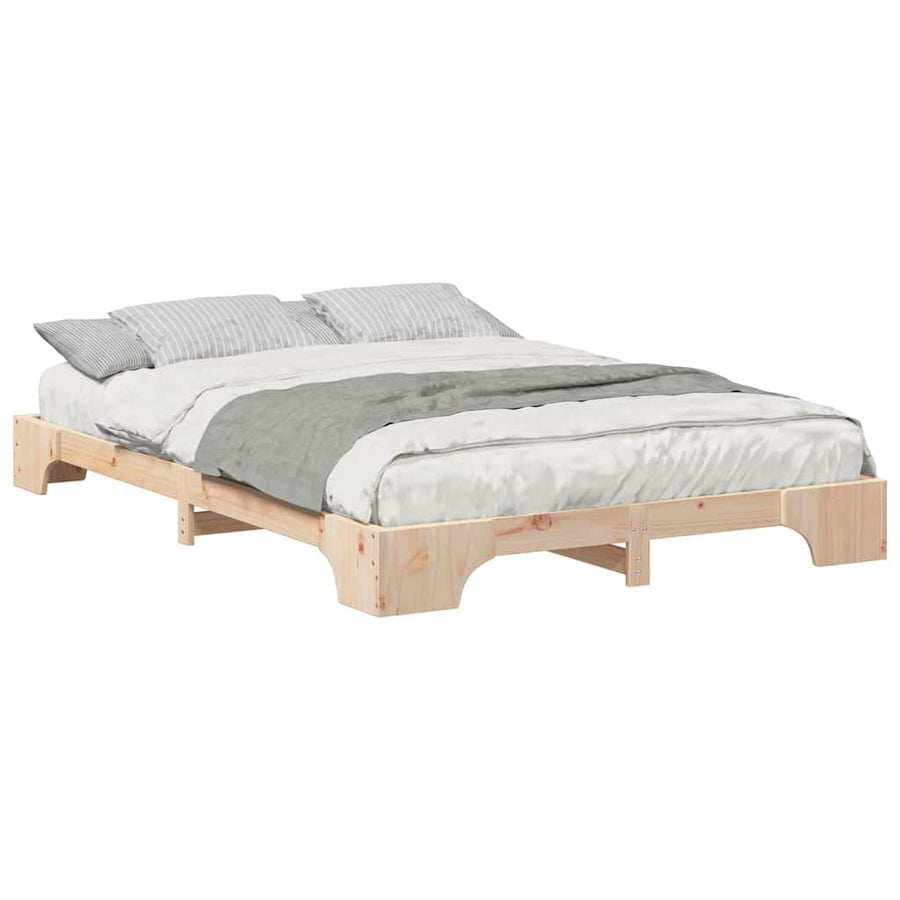 Bedframe met opslag Bruin 140 x 220 cm Massief grenenhout