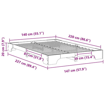 Bedframe met opslag Bruin 140 x 220 cm Massief grenenhout