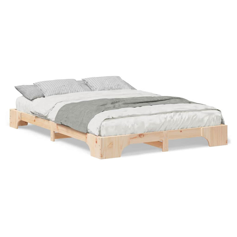 Bedframe met opslag Bruin 140 x 220 cm Massief grenenhout