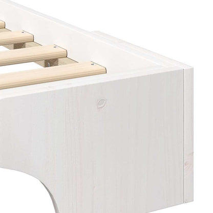 Bedframe met opslag Wit 140 x 220 cm Massief grenenhout