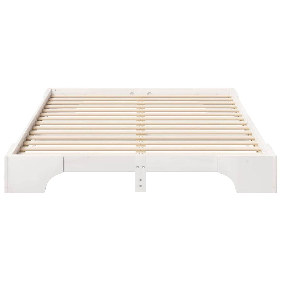 Bedframe met opslag Wit 140 x 220 cm Massief grenenhout