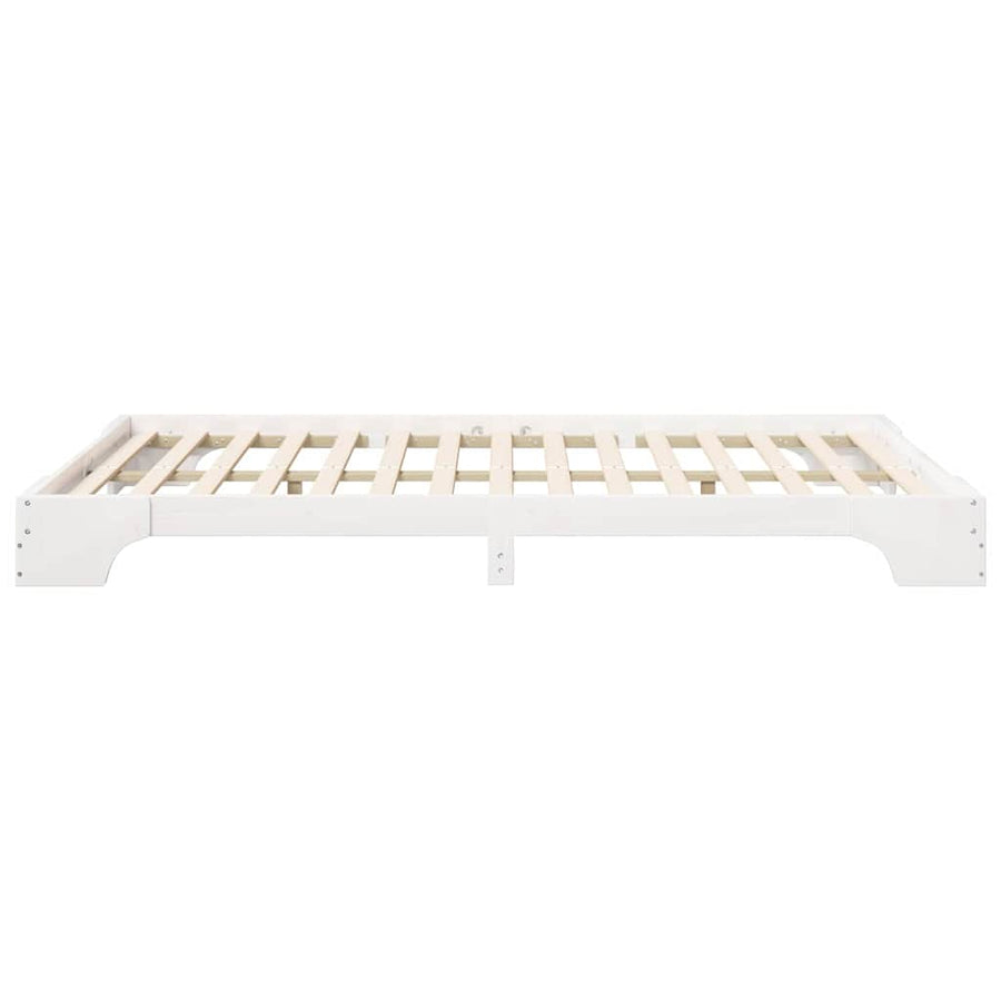 Bedframe met opslag Wit 140 x 220 cm Massief grenenhout