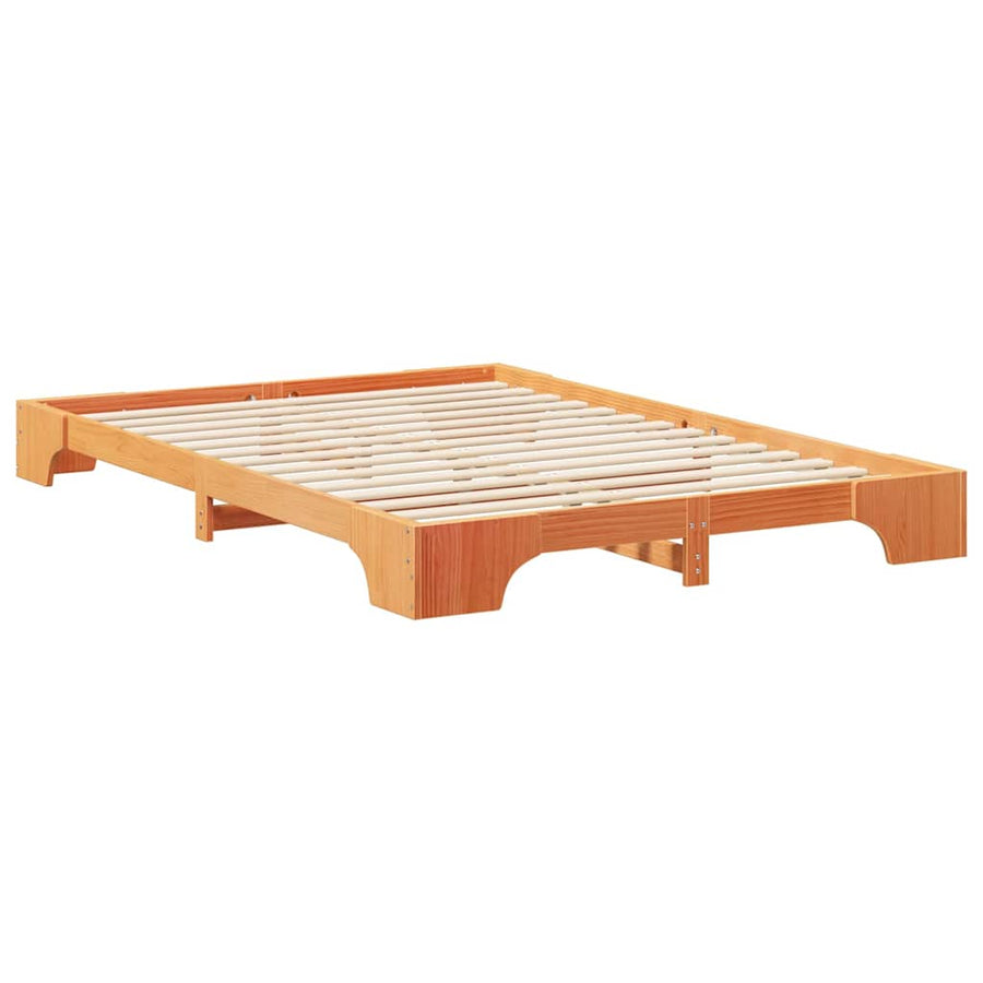 Bedframe met opslag Bruin 140 x 220 cm Massief grenenhout