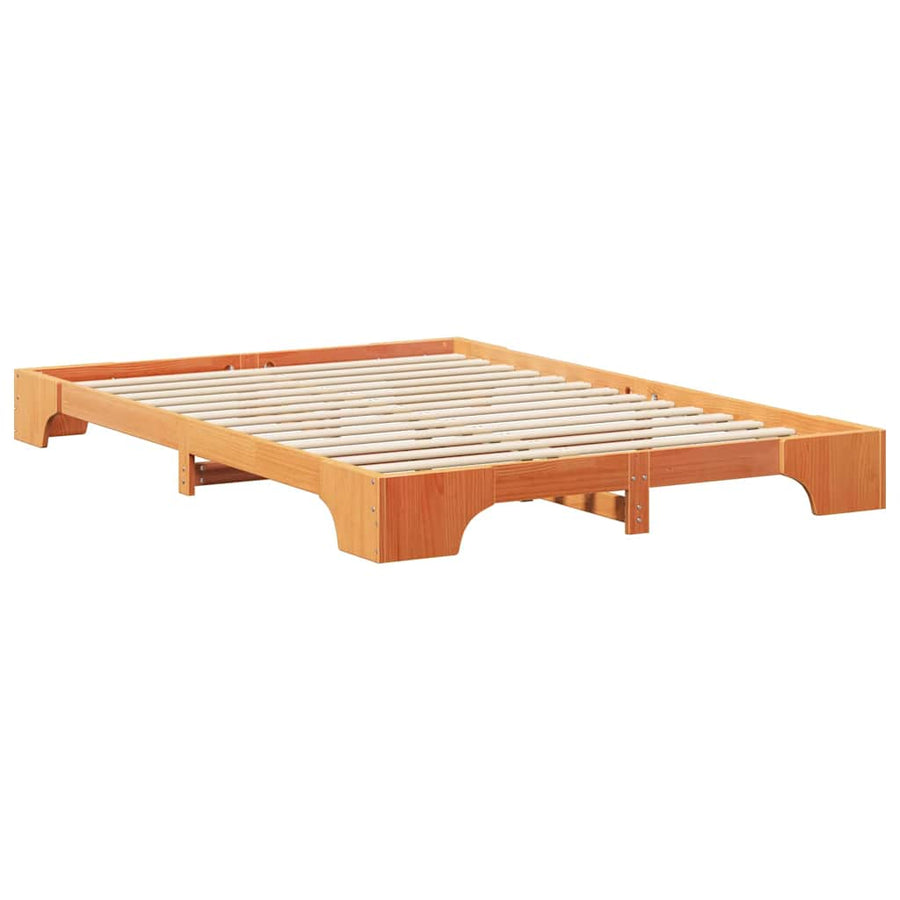Bedframe met opslag Bruin 140 x 220 cm Massief grenenhout