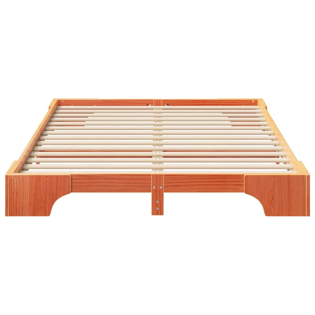 Bedframe met opslag Bruin 140 x 220 cm Massief grenenhout