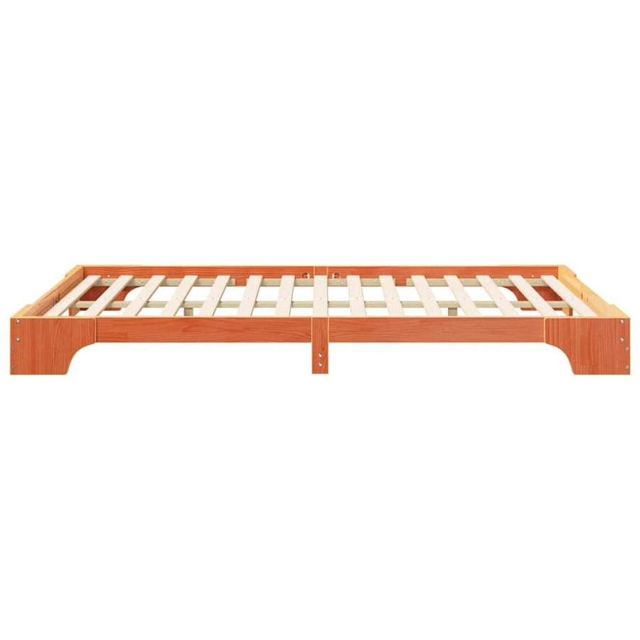 Bedframe met opslag Bruin 140 x 220 cm Massief grenenhout