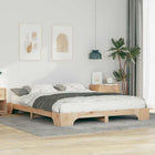 Brown Bed Frame 160 x 220 cm Solid Pine Wood
