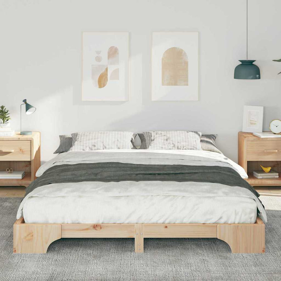 Bedframe met opslag Bruin 160 x 220 cm Massief grenenhout