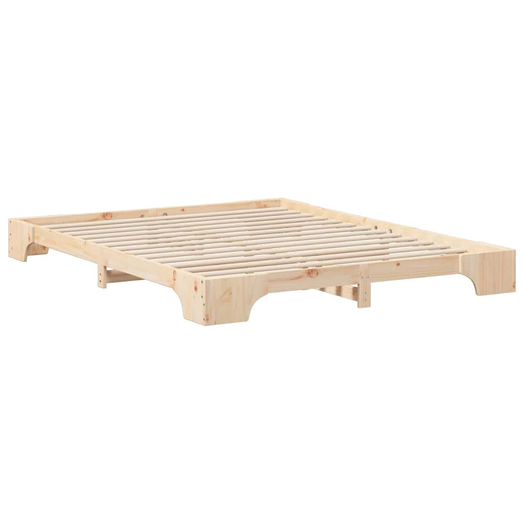 Bedframe met opslag Bruin 160 x 220 cm Massief grenenhout