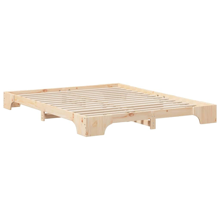 Bedframe met opslag Bruin 160 x 220 cm Massief grenenhout