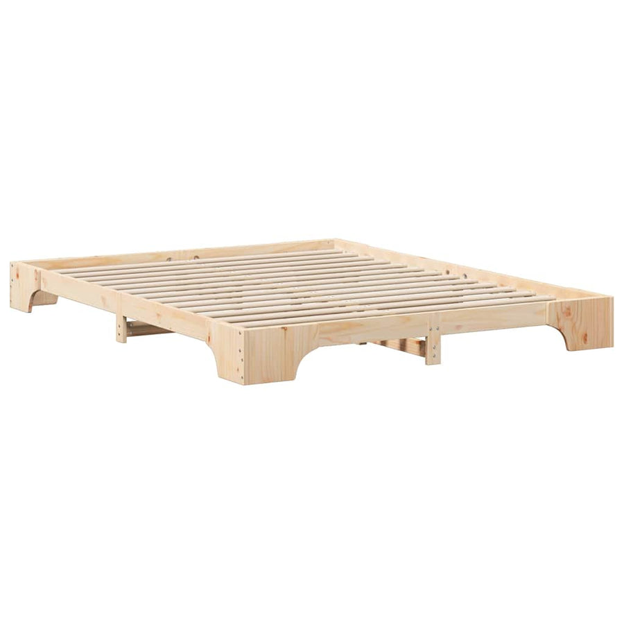 Bedframe met opslag Bruin 160 x 220 cm Massief grenenhout