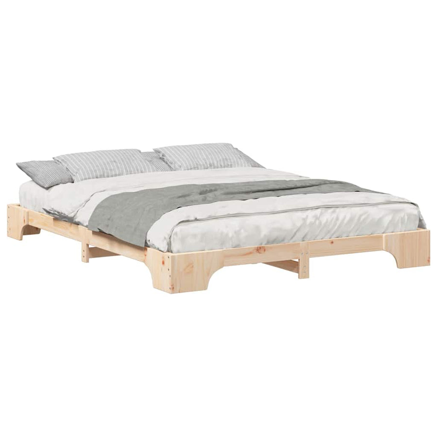 Bedframe met opslag Bruin 160 x 220 cm Massief grenenhout