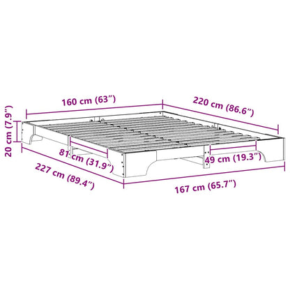 Bedframe met opslag Bruin 160 x 220 cm Massief grenenhout