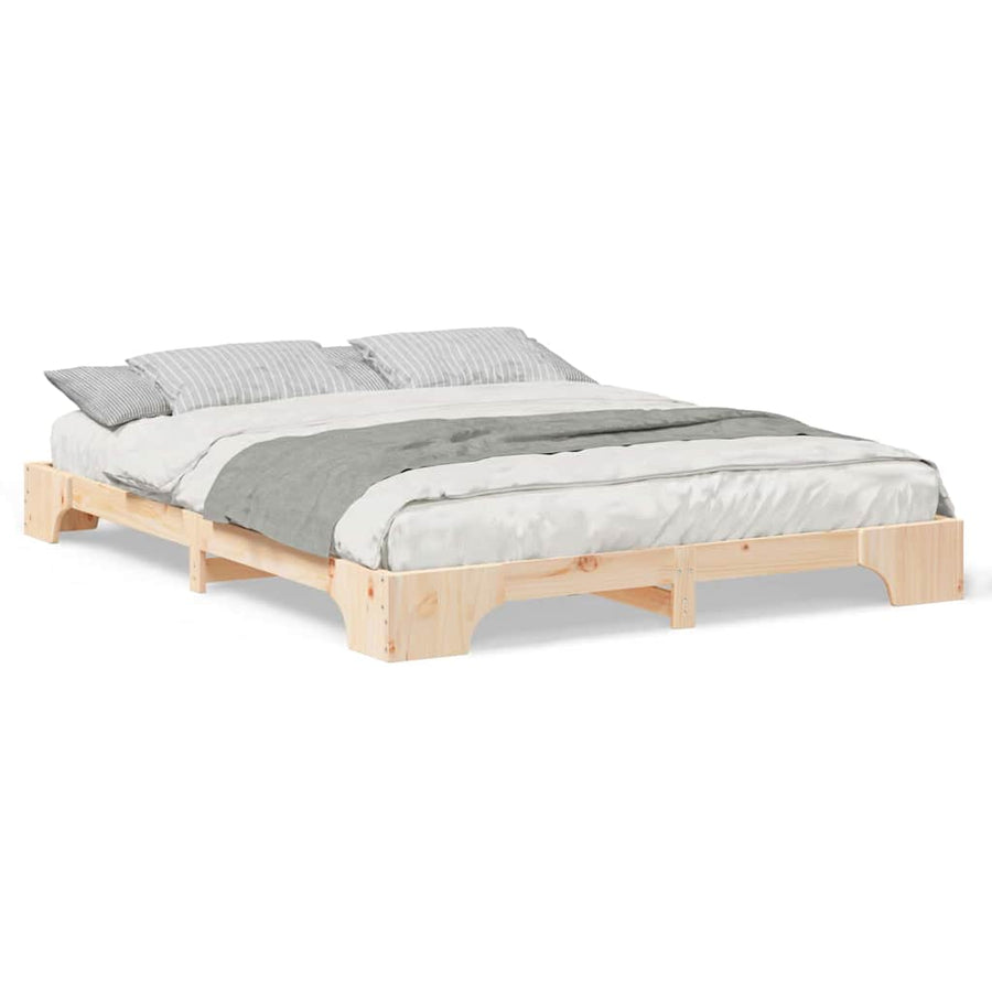 Bedframe met opslag Bruin 160 x 220 cm Massief grenenhout