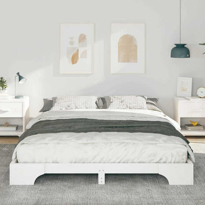 Bedframe met opslag Wit 160 x 220 cm Massief grenenhout