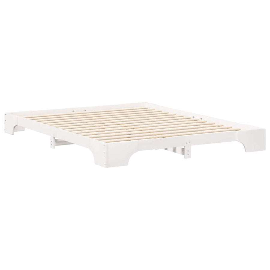 Bedframe met opslag Wit 160 x 220 cm Massief grenenhout