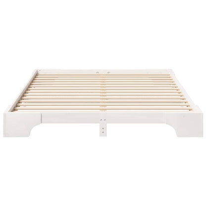 Bedframe met opslag Wit 160 x 220 cm Massief grenenhout