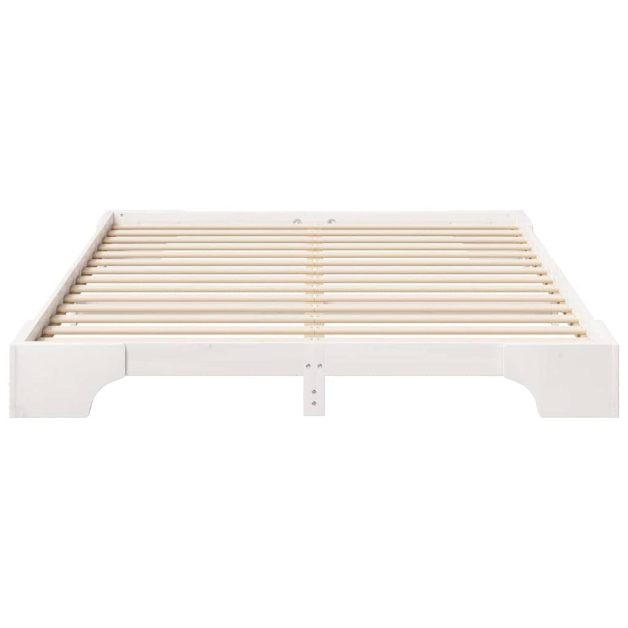 Bedframe met opslag Wit 160 x 220 cm Massief grenenhout