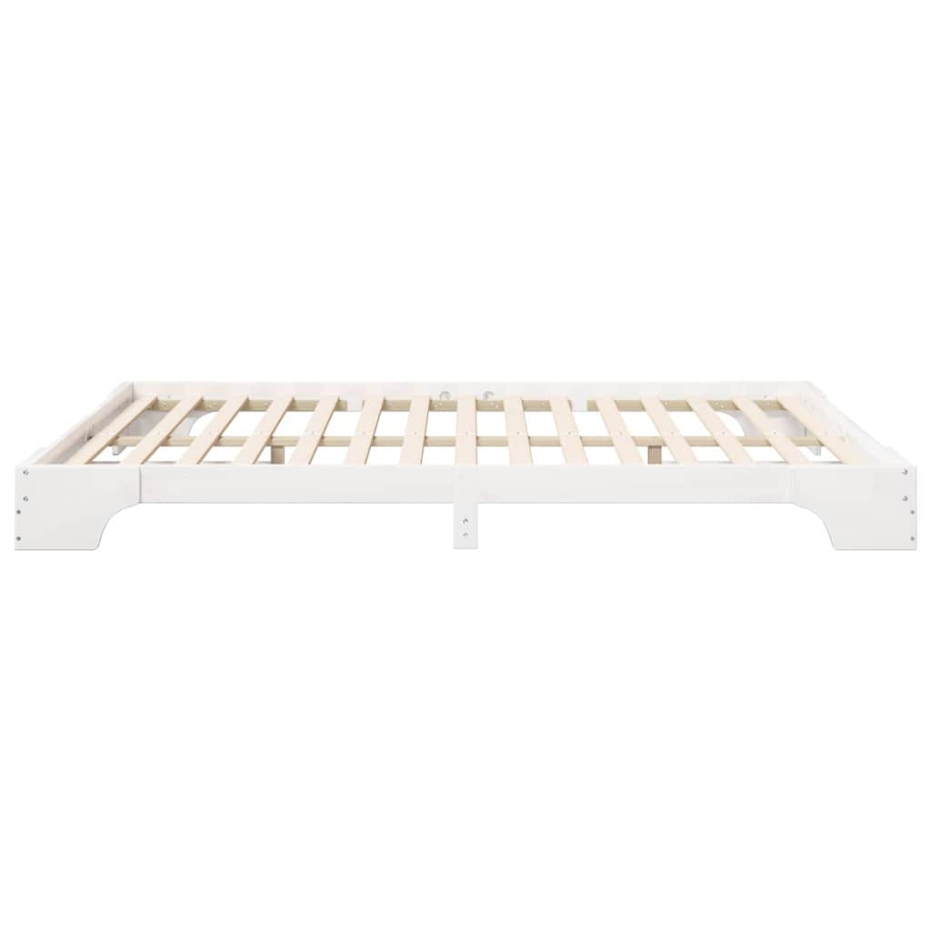 Bedframe met opslag Wit 160 x 220 cm Massief grenenhout