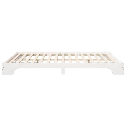 Bedframe met opslag Wit 160 x 220 cm Massief grenenhout