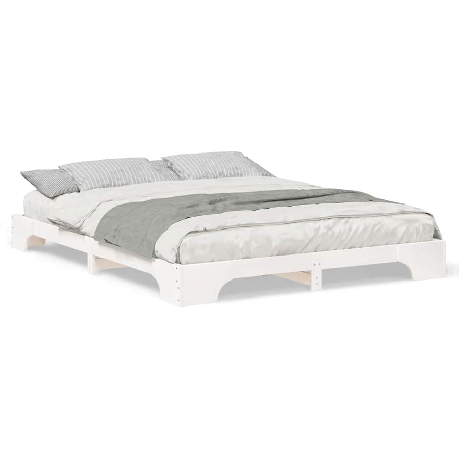 Bedframe met opslag Wit 160 x 220 cm Massief grenenhout